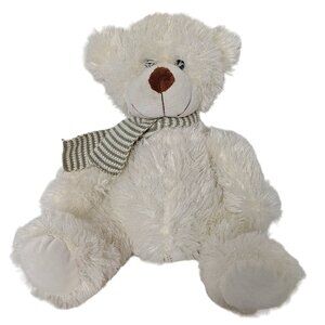 White Teddy Bear Winter Scarf Stuffed Animal 11.5 Inch